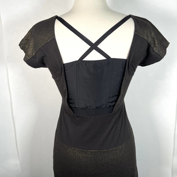 Marc by Marc Jacobs Women's Bustier Dress S Black Gold Striped Button Side EUC! - Picture 6 of 9